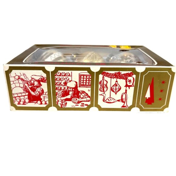 6 VTG Glass Christmas Ornament Gold stencil Mica Made W Germany Hand-Painted Box - Picture 11 of 15